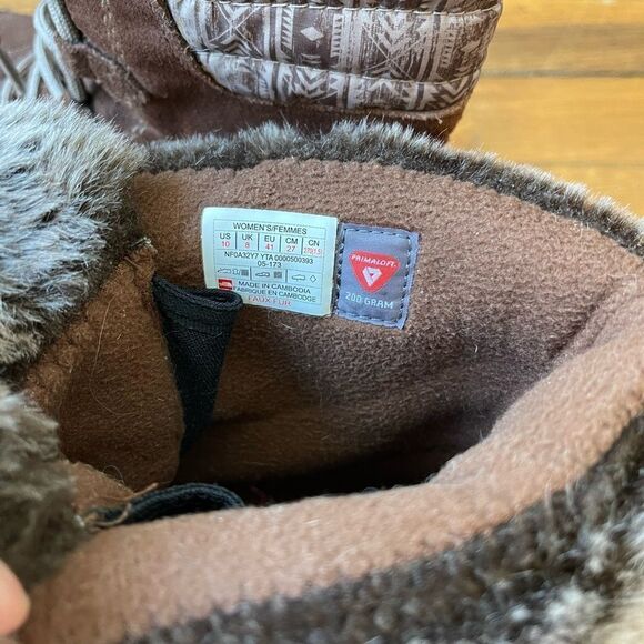 North Face Like New Brown Nuptse Purna II Women’s boots size 10 fur lined - Picture 7 of 10